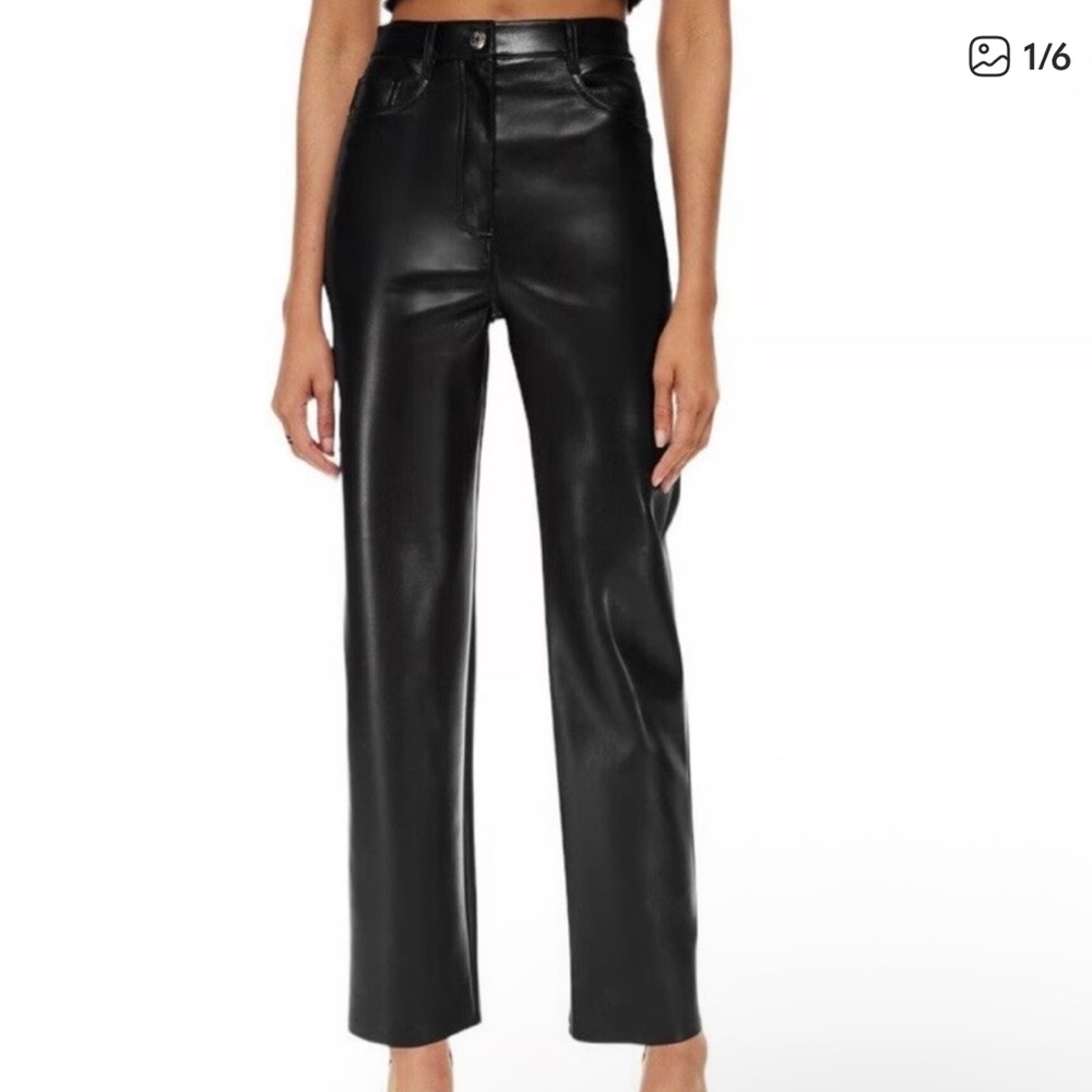 Wilfred Aritzia Black Straight Leg Vegan Leather Pants - Size 4